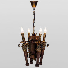 Люстра підвісна дерев'яна свічки Light House DL-19925/4 колір бронза + коричневий