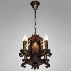 Люстра підвісна дерев'яна свічки Light House DL-19928/4 колір бронза + коричневий