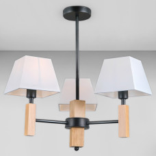 Люстра стельова з абажуром Light House SRS-19949-3 чорна, абажур білий