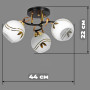 Зображення Люстра стельова Light House SH-19394/3 BK 440*440*220 колір чорний + золото, плафони білі візерунком ИМ Light-Deco 1 