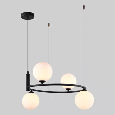 Люстра підвісна у вигляді кільця Light House SRS-20073-4 BK чорна, плафон білий