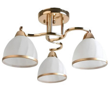 Люстра стельова Light House SH-20090/3 FG 480*480*220 E27*3 золото, плафон білий з облямівкою