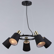 Люстра підвісна з абажурами Light House SR-20101/1H BK+AB D140*H1000 чорна+бронза