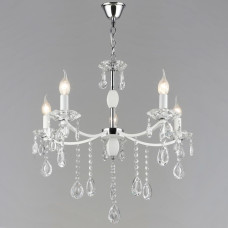 Люстра підвісна кришталева свічки Light House SRS-20118/5 WT+CH колір білий + хром