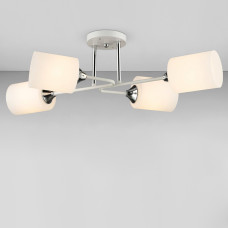 Люстра стельова Light House SRS-20119/4 WT+CR біла + хром, плафон білий 
