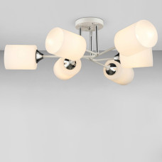 Люстра стельова Light House SRS-20119/6 WT+CR біла + хром, плафон білий 