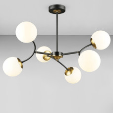 Люстра-молекула стельова Light House SRS-20122/6 BK+COP чорний + мідь, плафон білий 