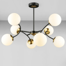 Люстра-молекула стельова Light House SRS-20122/8 BK+COP чорний + мідь, плафон білий 