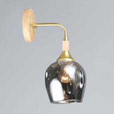 Світильник настінний Бра Light House SRS-20123/1W GD+WOOD бежевий + золото, плафон чорний 