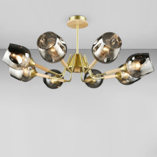 Люстра-молекула стельова Light House SRS-20123/8 колір золото + дерево, плафон чорний 
