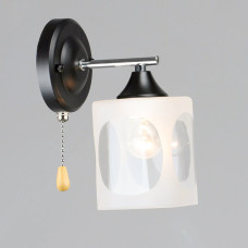 Світильник настінний Бра Light House SRS-20128/1W CH+BK чорний + хром, плафон білий + прозорий