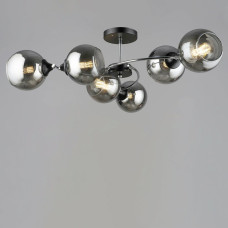 Люстра молекула стельова Light House SRS-20129/6 BK+CH чорний + хром, плафон прозоро-чорний