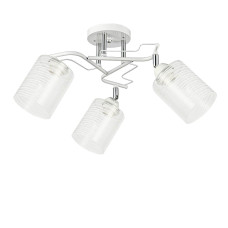 Люстра потолочная Light House SC-20229/3 WH+CR D520*270 белая + хром, плафон белый с прозрачным