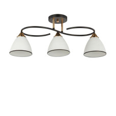 Люстра потолочная Light House SC-20232/3 BK+FG 590*170*230 черный + золото, плафоны белые с каймой