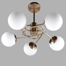 Люстра молекула стельова Light House SH-19569/5 COOPER 580*580*380 мідь, плафони білі