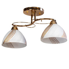 Люстра стельова Light House SH-20236/2 FG 470*180*240 E27 золото, плафони білі з золотими смужками