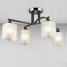Люстра стельова Light House SRS-20237/4 BK+CH чорна + хром, плафон білий  