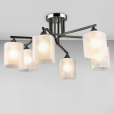 Люстра стельова Light House SRS-20237/6 BK+CH чорна + хром, плафон білий