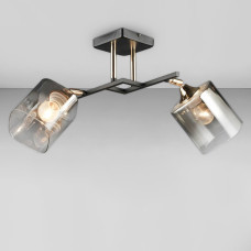 Люстра потолочная Light House SRS-20240/2 BK+FGD черная + золото, плафон черный с прозрачным