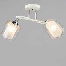Люстра потолочная Light House SRS-20241/2 WT+CR белая + хром, плафон прозрачный + белый 