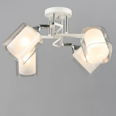 Люстра потолочная Light House SRS-20241/4 WT+CR белая + хром, плафон прозрачный + белый 