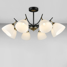 Люстра потолочная Light House SRS-20242/8 черная + медь, плафон белый