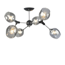 Люстра молекула стельова Light House SR-20244/6 BK+CR D860*H320 чорний + хром, плафони сірі