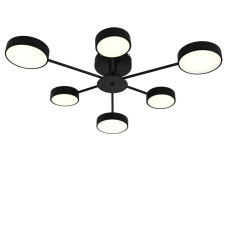 Люстра стельова світлодіодна LED Light House SY-19495/3+3 BK+CR D860*H120 132W PULT DU чорна