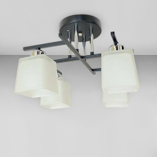 Люстра потолочная Light House SRS-20256/4 черная + хром, плафоны белые