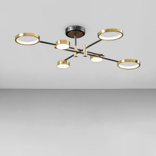 Люстра стельова світлодіодна LED Light House SY-19016/3+3 BK+GD 990*845*180 90W, колір чорний + золото