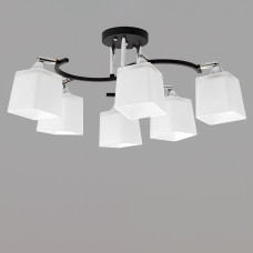Люстра стельова Light House SR-20291/6 BK+CR D750*H220 E27 чорна + хром, плафони білі