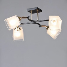 Люстра стельова Light House SR-20292/4 BK+FGD D610*H210 E27 чорна + золото, плафон білий з прозорим