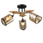 Зображення Люстра стельова Light House SR-20294/3 BK+WOOD D520*H280 E27 чорна + дерево, плафон янтарний з облямівкою ИМ Light-Deco 