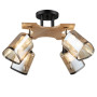 Изображение Люстра потолочная Light House SR-20294/4 BK+WOOD D540*H280 E27 черная + дерево, плафон янтарный с каймой  ИМ Light-Deco 