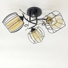 Люстра стельова Light House SRS-20304/3 чорна, плафони бурштинові