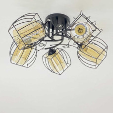 Люстра стельова Light House SRS-20304/5 чорна, плафони бурштинові
