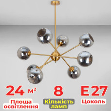 Люстра стельова молекула Light House LS-18614-8 BRZ+BK бронза, плафон чорний 