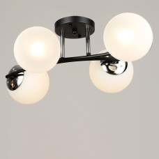Люстра молекула стельова Light House SRS-20332/4 E27 чорний + хром, плафони білі