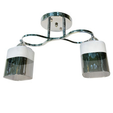 Люстра стельова Light House SH-19184/2A CR 420*150*240 E27*2 хром, плафон білий + сірий