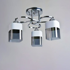 Люстра потолочная Light House SH-19184/3A CR 450*450*240 E27*3 хром, плафон белый + серый 
