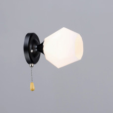 Світильник настінний Бра Light House SRS-19446/1W BK+CR чорна + хром, плафон білий