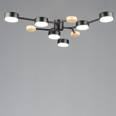 Люстра стельова Light House SRS-20353/6 BK+WOOD під лампи GX53 чорна + дерево