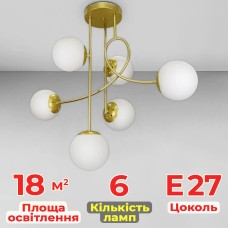 Люстра стельова Light House LS-17079-6 GD+WH золото білий плафон