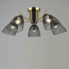 Люстра стельова Light House SRS-20365/5 BK+COP, Лофт, чорна + мідь