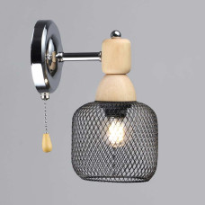 Світильник настінний Бра Light House SRS-20366/1W CH+WOOD хром + дерево, плафон чорний