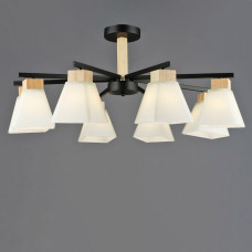 Люстра стельова Light House SRS-20367/8 BK+WOOD чорний + дерево, плафони білі