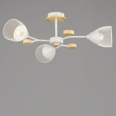 Люстра стельова Light House SRS-20374/3 WT+WOOD біла + дерево