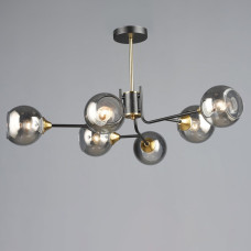 Люстра молекула стельова Light House SRS-20378/6 BK+COP чорна + мідь, плафони графітові