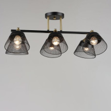 Люстра потолочная Light House SRS-20379/6 BK+COP черная + медь