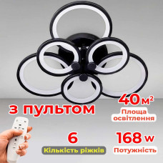 Стельова люстра LED з димером Light House SL-18184/3+3B BK 168W DIMMER 3000-6000 H130*L600*W550 чорна